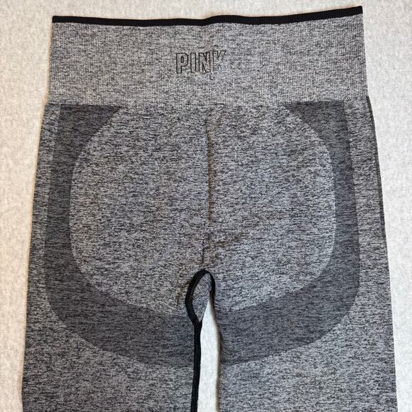 Victoria Secret Pink Seamless Leggings Womens Medium Black Ankle Running Workout - Picture 2 of 13